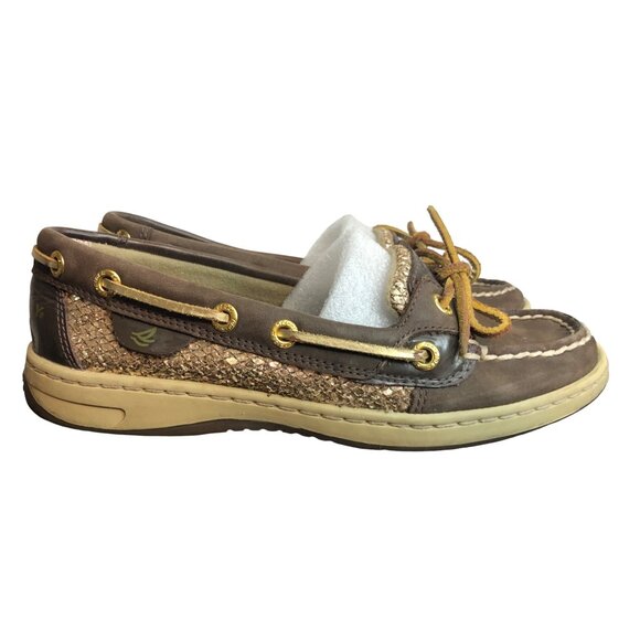Sperry Women’s Size 5 Top-Sider Boat Shoe Brown/Gold - Picture 4 of 9
